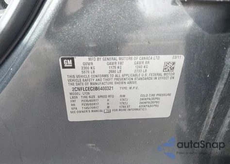 2011 Chevrolet Equinox Ls from USA, damaged, VIN 2CNFLCEC8B6400321